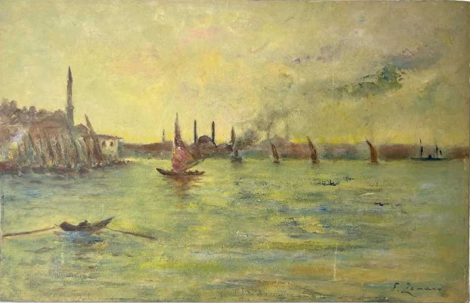 Un porto e barche a vela, Costantinopoli